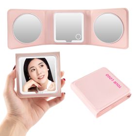 PU Trifold Mirror Powder (Color: Pink)