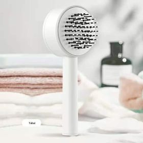 3D Air Cushion Massager Brush With Retractable Bristles Self Cleaning Hair Brush Massage One-key Self-cleaning Hair Brush Anti-Static Airbag Mass (Color: White)