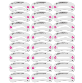 Eyebrow Stamp Stencil Kit, 24 Pc Eyebrow Shaping Stencils, Long-lasting Eyebrow Brow Definer, Perfect Make-up Reusable Kit (Color: 24 Cards)