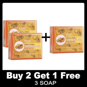 AILKE Natural Papaya Soap, Deep Cleansing, Moisturizing, Smooth & Soft Skin, Brightening Soap Bar, Suitable For Face And Body (Smell: BUY 2 GET 1 FREE)
