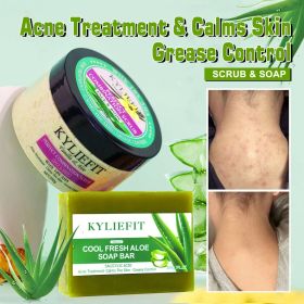KYLIEFIT Premium Organic Scrub Set For Face, Body, Legs, Knee, Feet, Arms And Hands, Clean Skin, Reduce Spots, Moisturizing (Color: Scrub and Soap)